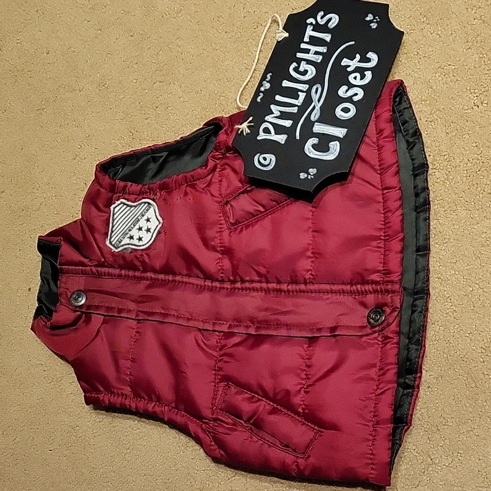 Calvin Klein Puffer Vest 3/6 Months Dark Red Black Zip Up